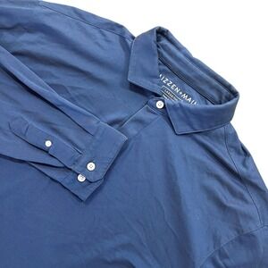 Mizzen & Main Performance Long Sleeve Polo Mens L Trim Navy Stretch Wicking Golf